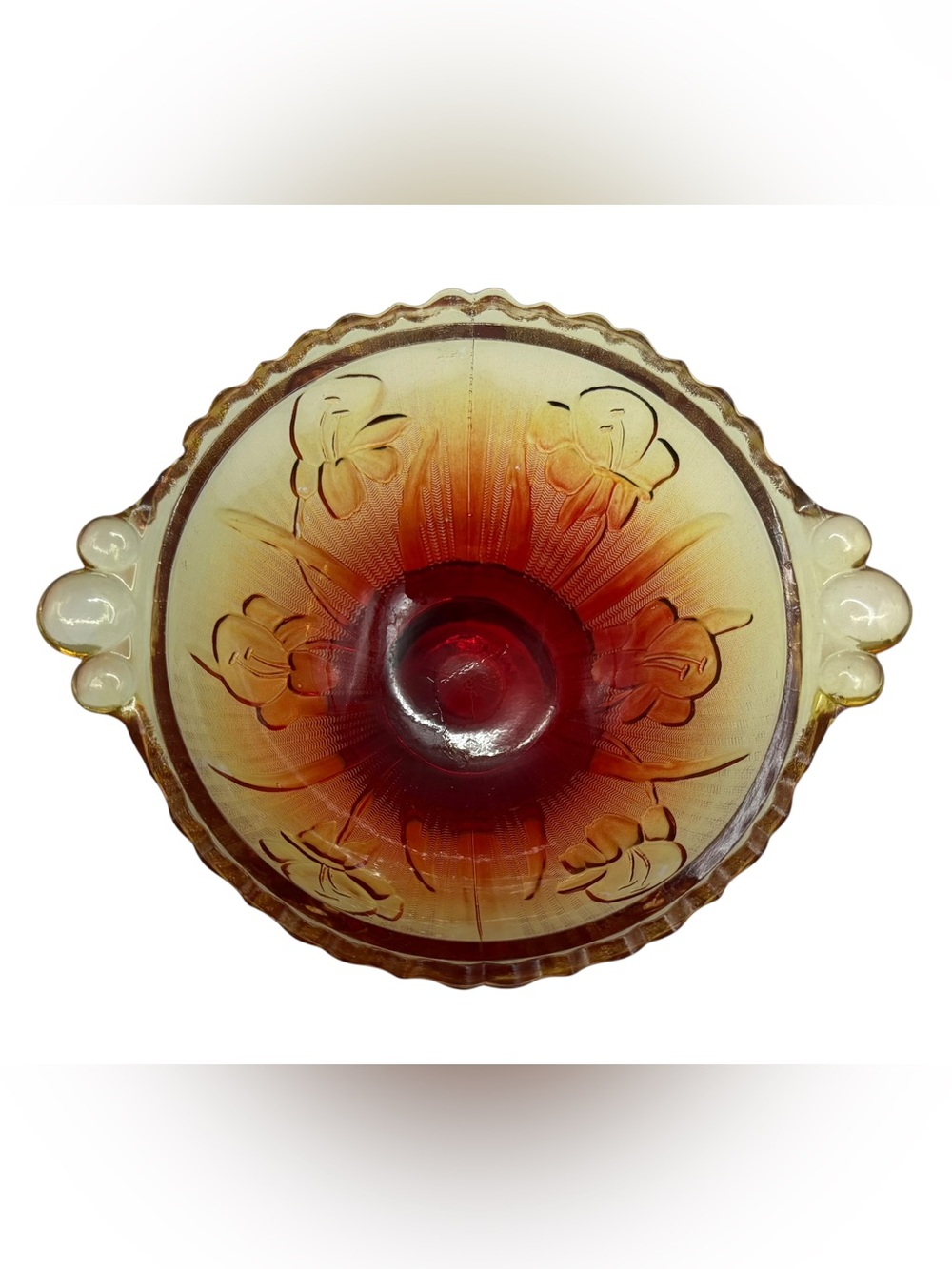 Vintage Jeannette Glass Company Iris and Herringbone Pattern Footed Candy Dish - Picture 2 of 11
